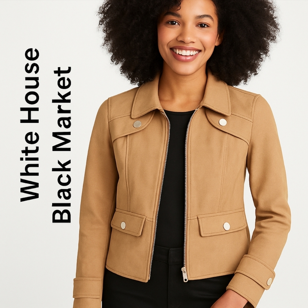 White House Black Market WHBM  | Vegan Suede Jacket | Tan | XS